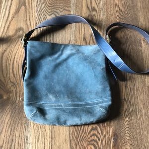 Baby blue suede coach purse